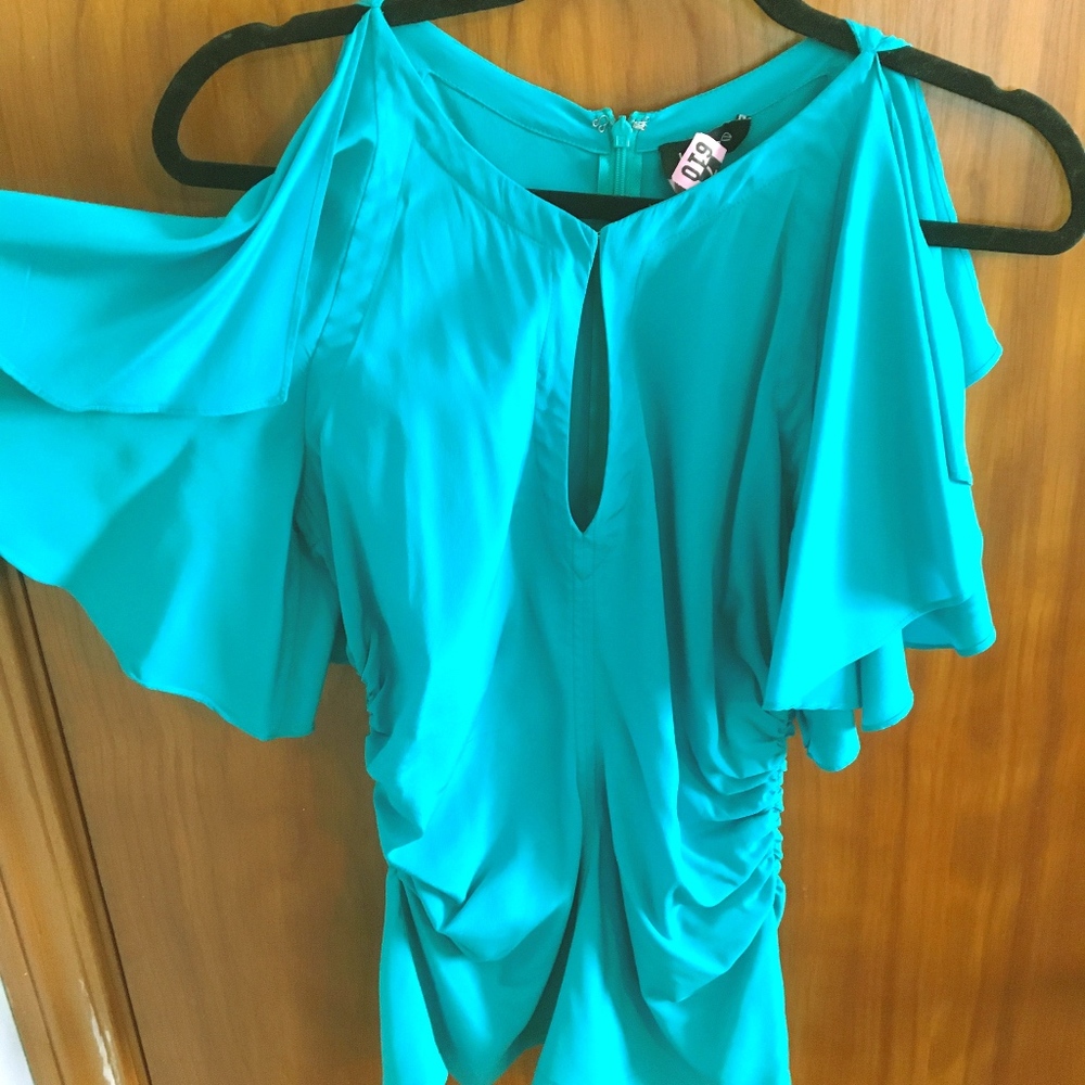 Teal Green flutter sleeve top